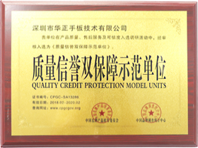 質(zhì)量信譽(yù)雙保障示范單位